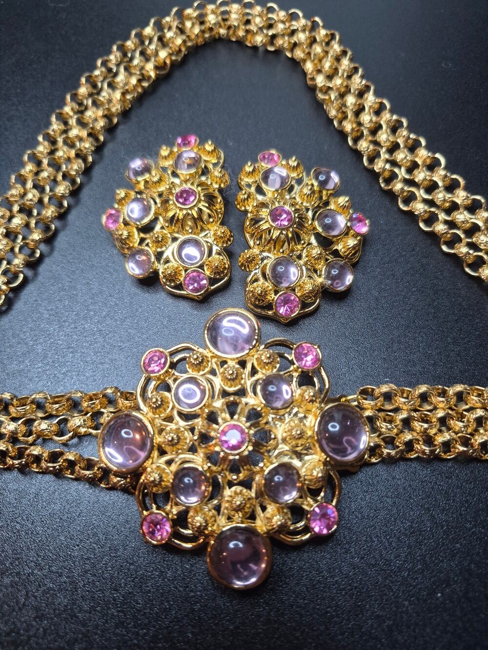 Vintage Jose Maria Barrera for Avon Marbella Necklace & Clip Earrings Set 1992
